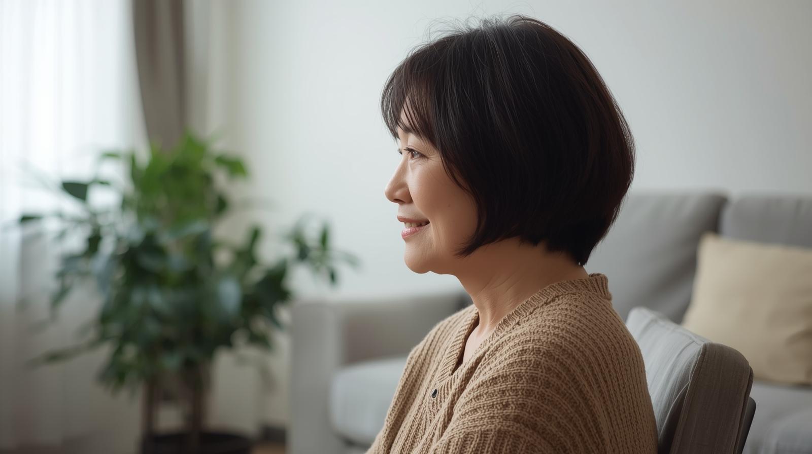 椅子に座る腰痛女性